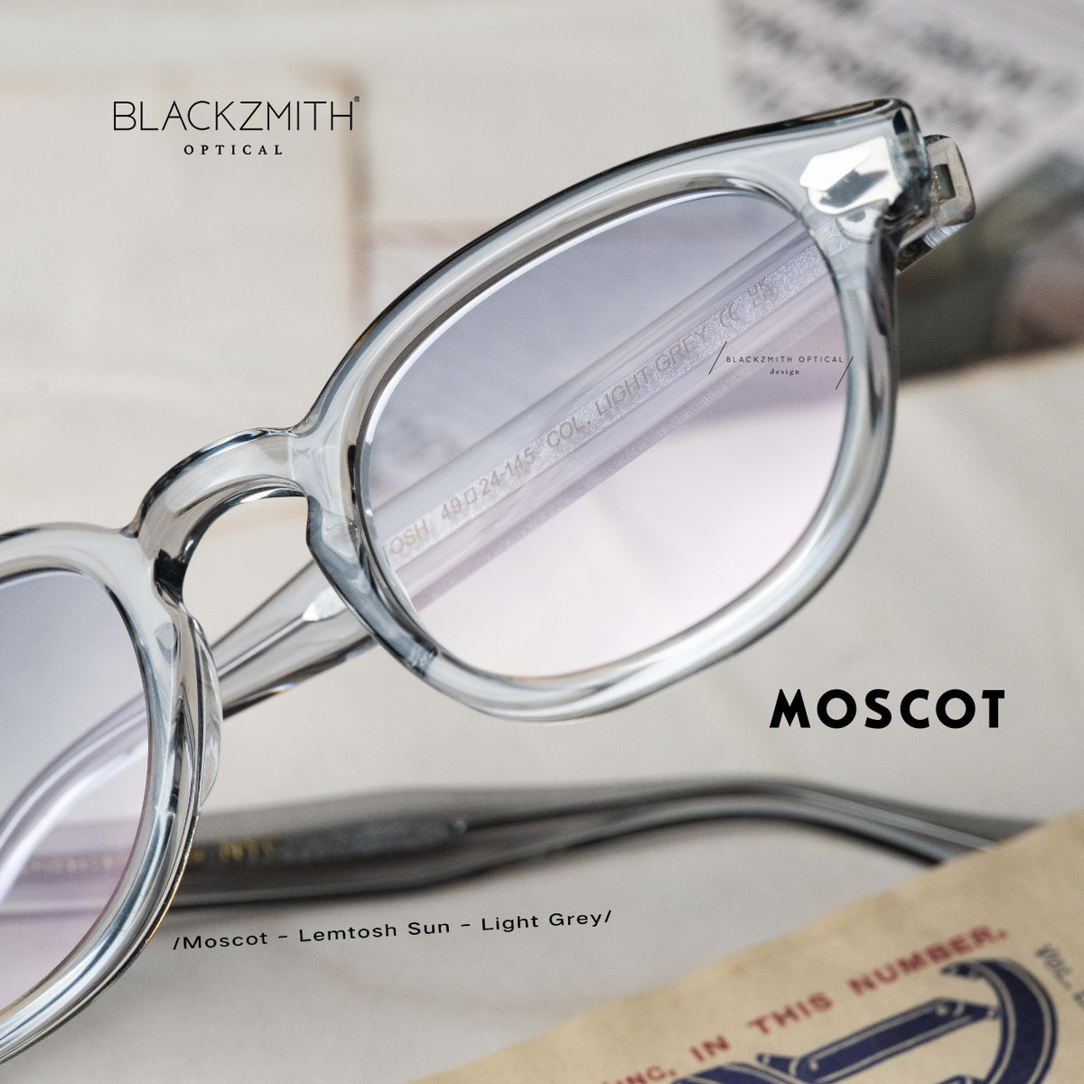 Moscot Lemtosh Monochrome- Base SUN Light Grey-American Grey