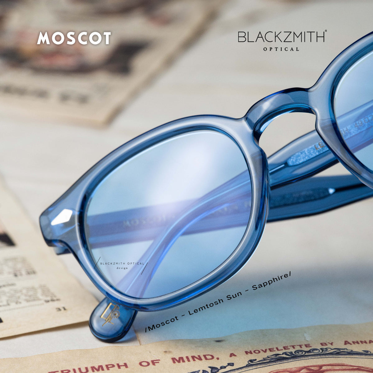 サングラス MOSCOT Moscot - LEMTOSH BASE 2 SUN - black bel air blu Sunglasses Moscot Lemtosh Black | Black Sunglasses Unisex