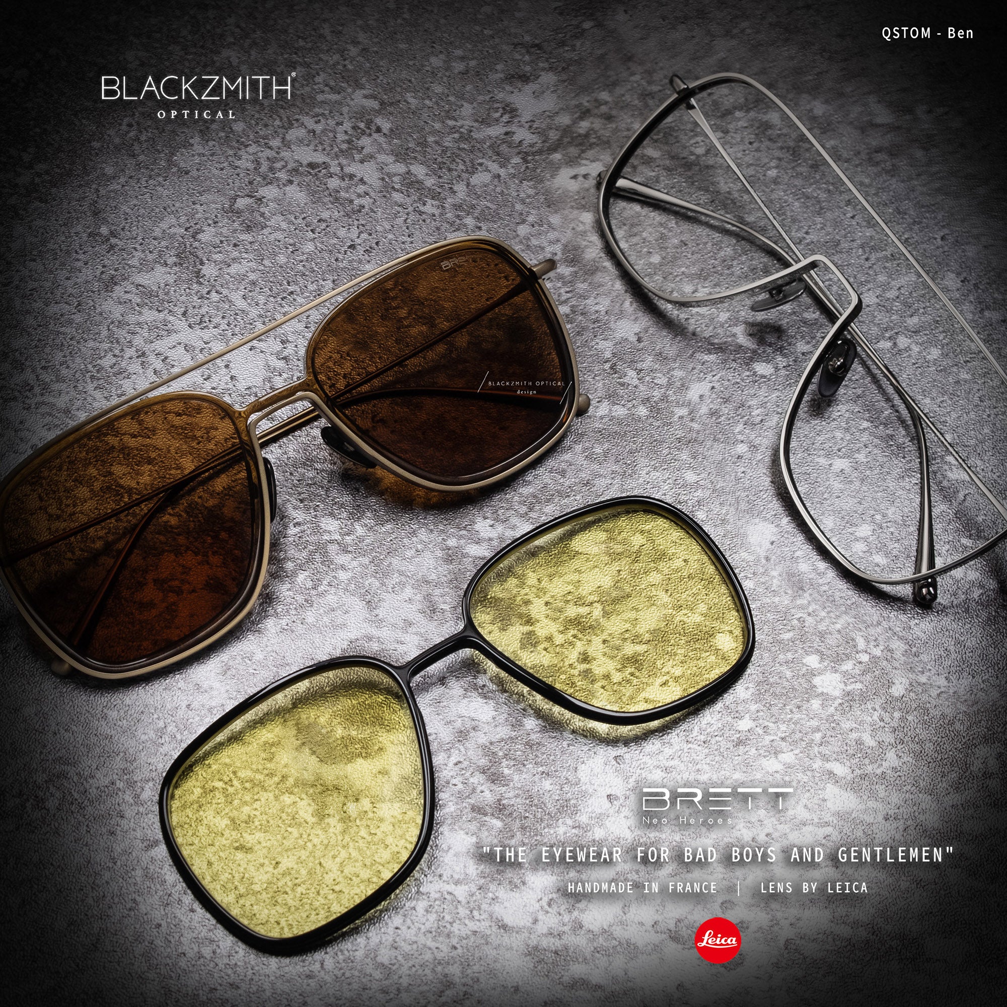 BRETT-Qstom-Ben Clip on-BS03 Leica Polarized Lenses (CLIP ON只適用Qstom-Ben眼鏡)【 Blackzmith Exclusive Limited Edition】