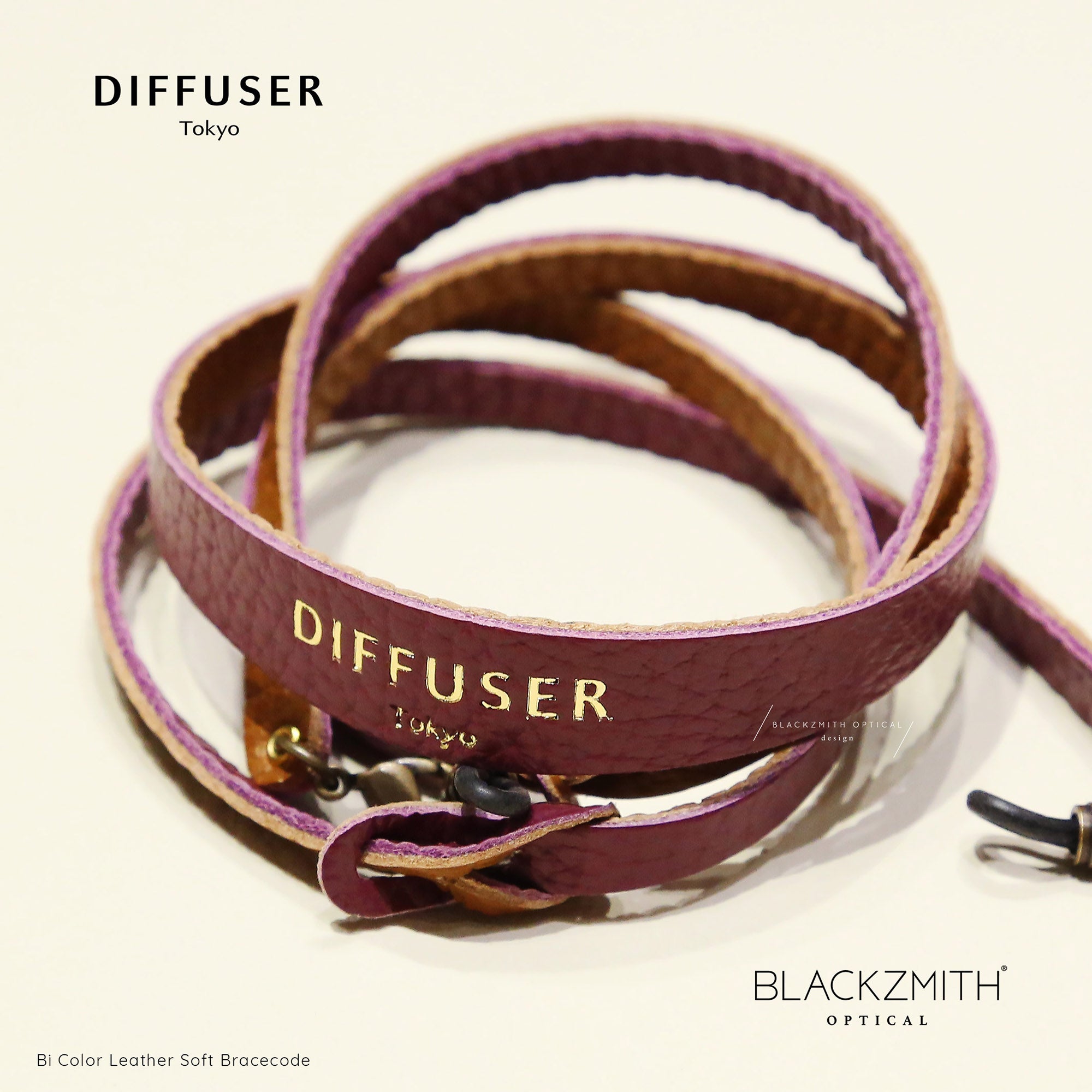 Diffuser Tokyo - Bi Color Leather Soft Bracecode 意大利雙色皮革眼鏡繩 - Bordeaux & Brown【 Blackzmith Exclusive Limited Edition】(可作手繩)