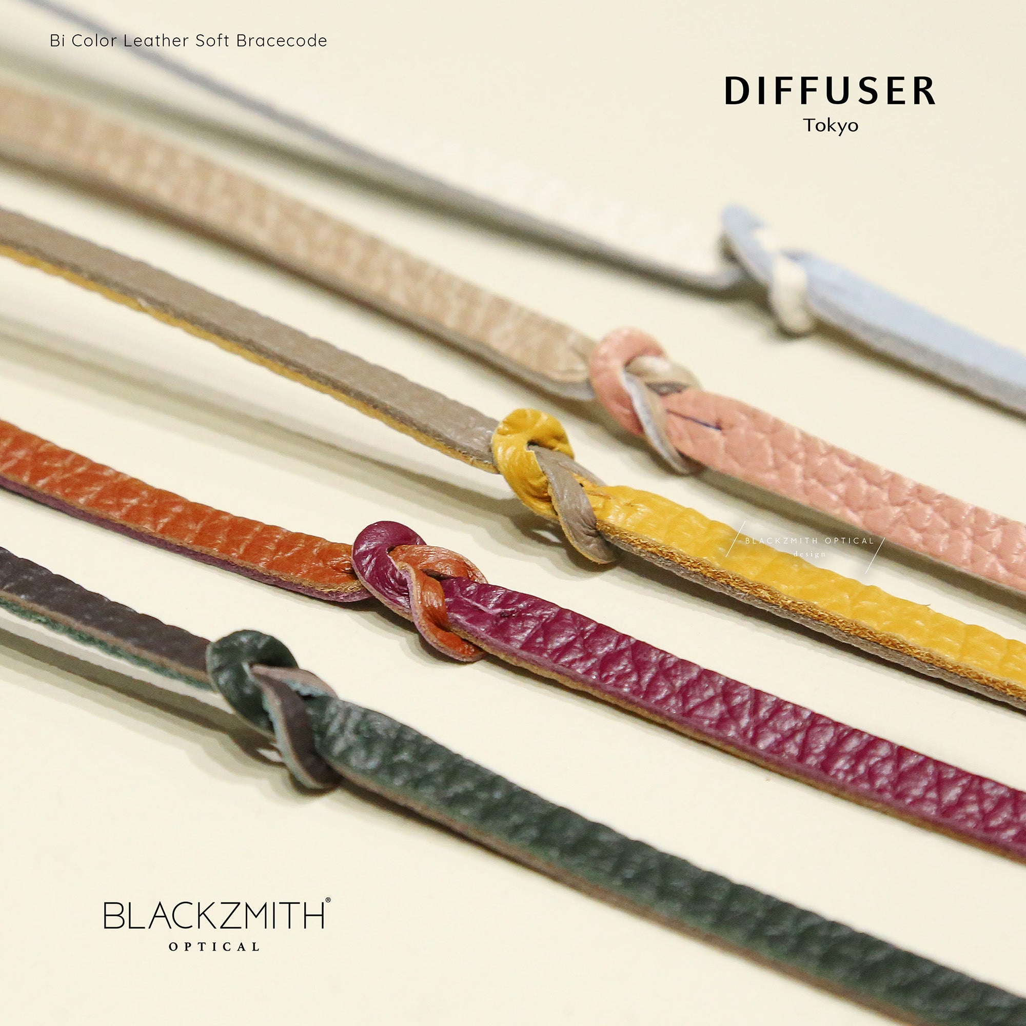 Diffuser Tokyo - Bi Color Leather Soft Bracecode 意大利雙色皮革眼鏡繩 - Black & Navy【 Blackzmith Exclusive Limited Edition】