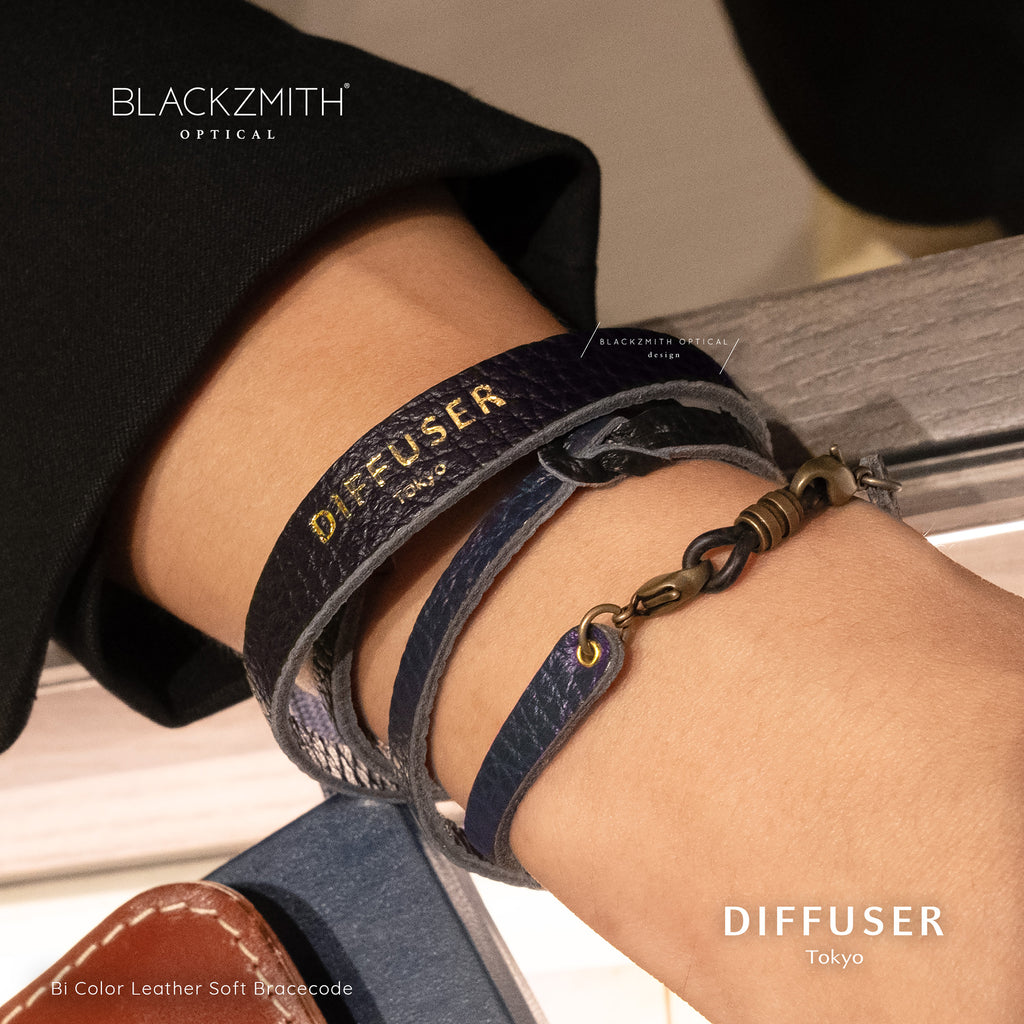 Diffuser Tokyo - Bi Color Leather Soft Bracecode 意大利雙色皮革眼鏡繩 - Black & Navy【 Blackzmith Exclusive Limited Edition】