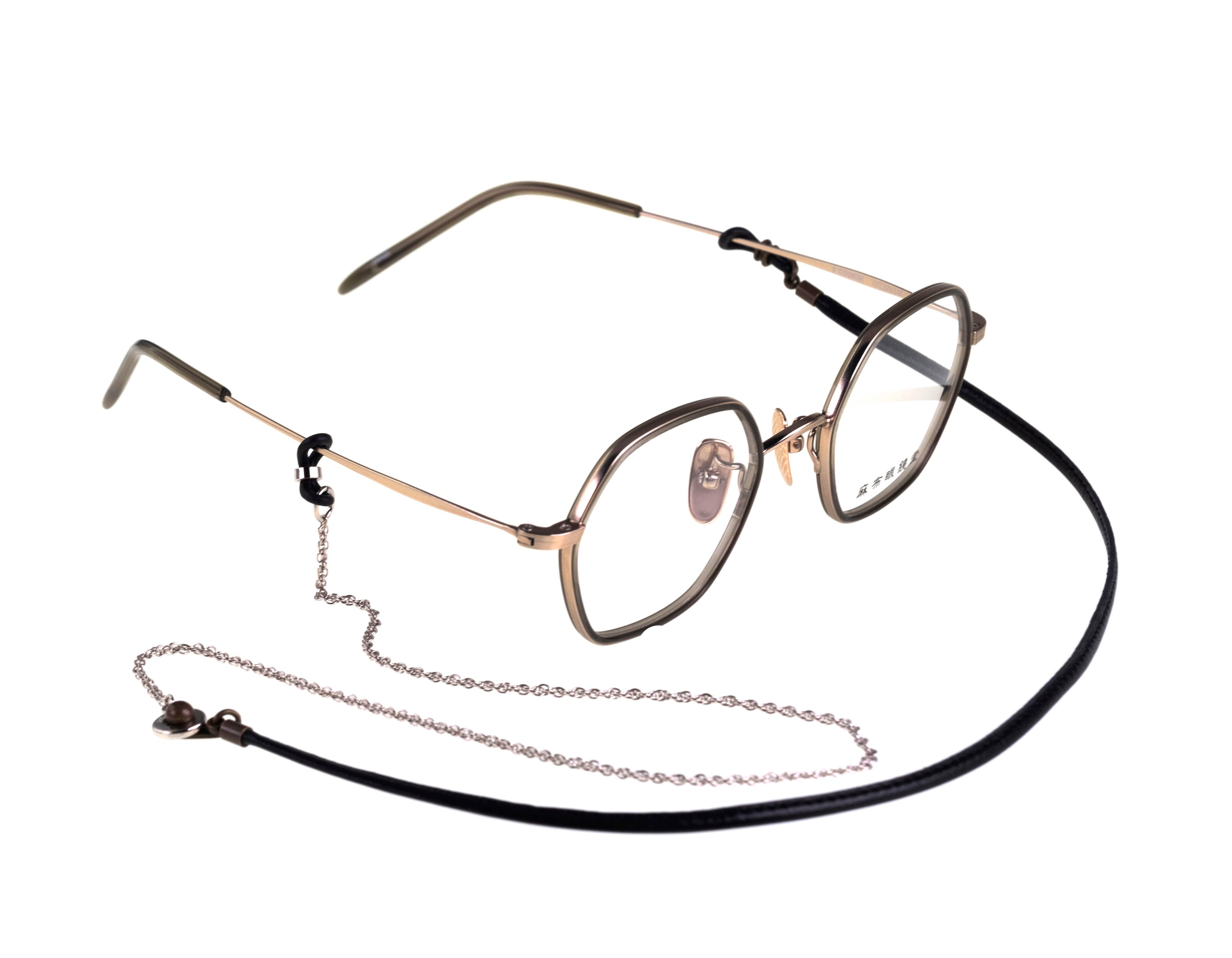 Diffuser Tokyo - Detachable Metal 2 Length Glass code 可拆式金屬眼鏡鏈-Silver X Stich Leather Detachable Glass code 可拆式金屬扣眼鏡皮繩-Black【Pre-order Now】