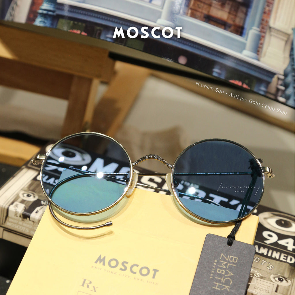 Moscot - Hamish Antique Gold-Celebrity Blue Lens-SUN(47)【New】