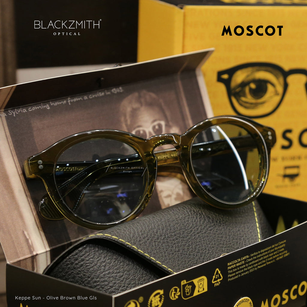 Moscot - Keppe Olive Brown - Blue GLS Lens-SUN【New】