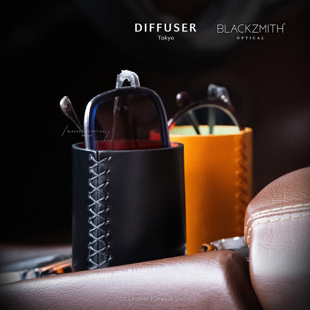 Diffuser Tokyo - Oil Leather Eyewear Stand 日本牛皮眼鏡收納座 - Black & Dark Red【 Blackzmith Exclusive Limited Edition】