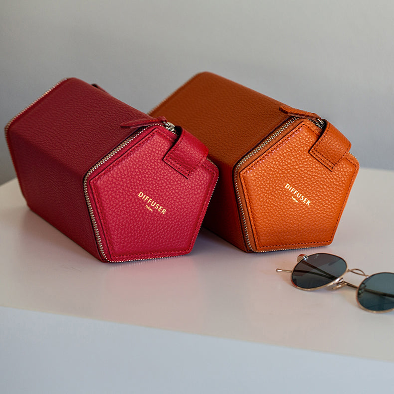 Diffuser Tokyo - Pentagonal Prism Storage Box Type 5 意大利牛皮五角形眼鏡收藏盒 -Orange & Black【 Blackzmith Exclusive Limited Edition-Pre-order Now】