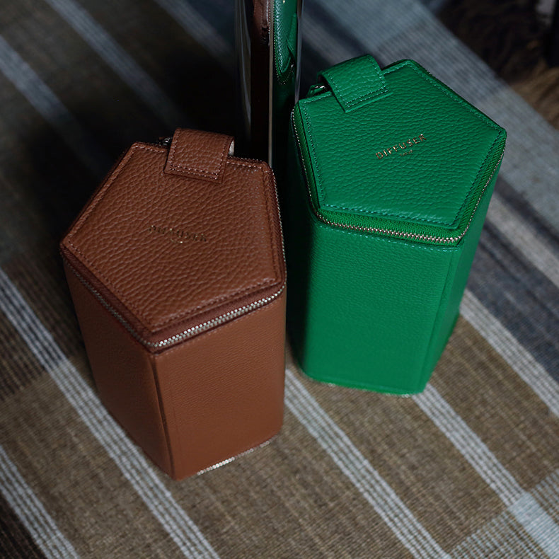 Diffuser Tokyo - Pentagonal Prism Storage Box Type 5 意大利牛皮五角形車用眼鏡收納盒(可放5副) -Saddle Tan & Ivory【 Blackzmith Exclusive Limited Edition-Pre-order Now】