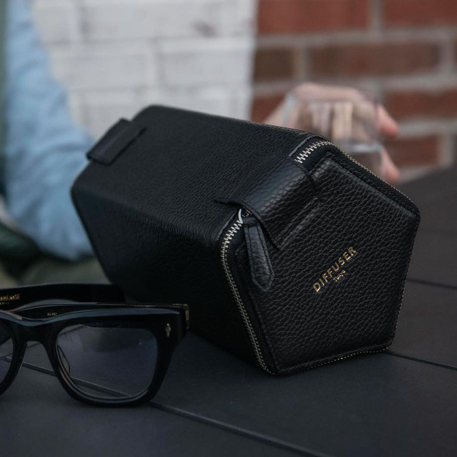 Diffuser Tokyo - Pentagonal Prism Storage Box Type 5 意大利牛皮五角形眼鏡收藏盒 - Black & Bordeaux【 Blackzmith Exclusive Limited Edition-Pre-order Now】