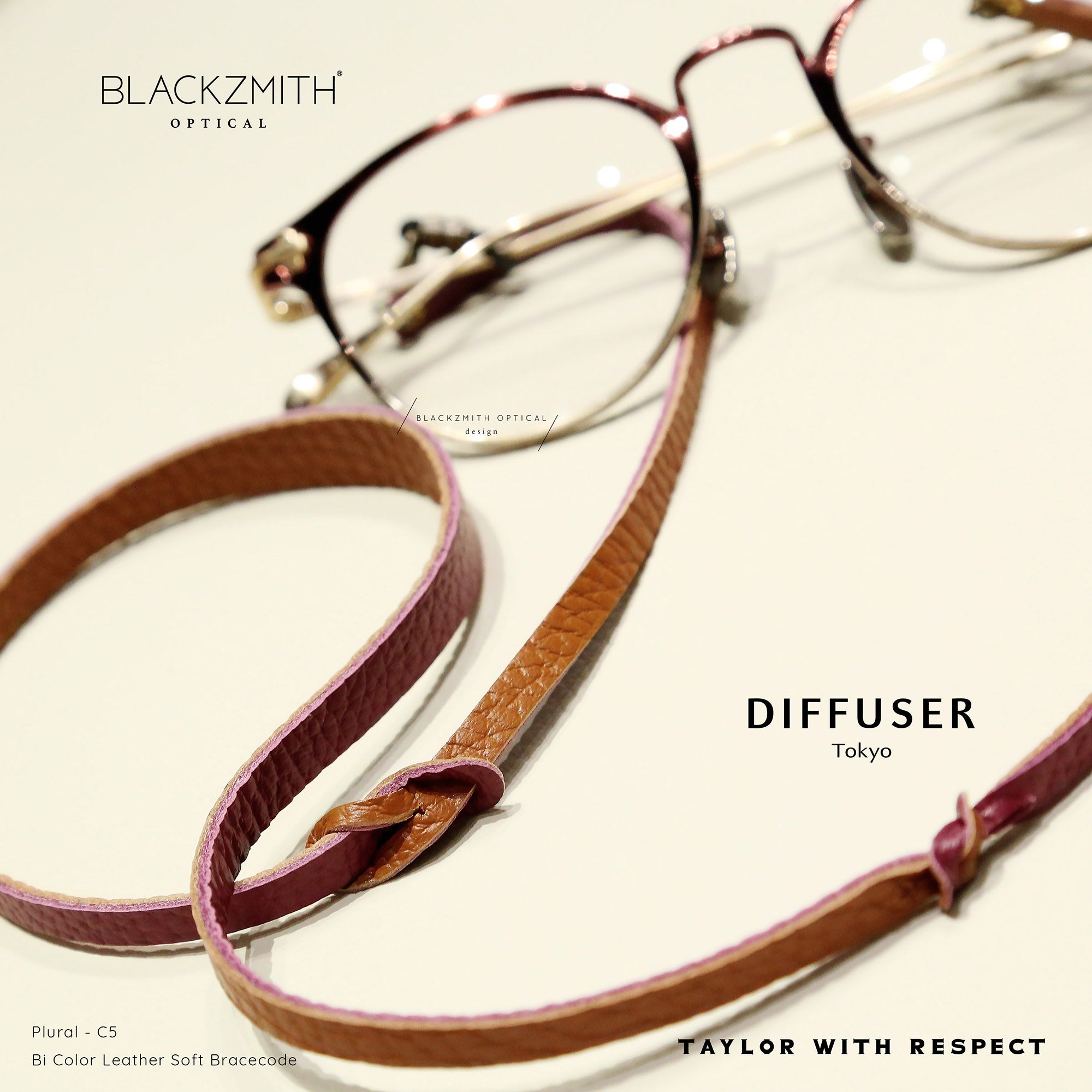 Diffuser Tokyo - Bi Color Leather Soft Bracecode 意大利雙色皮革眼鏡繩 - Bordeaux & Brown【 Blackzmith Exclusive Limited Edition】(可作手繩)