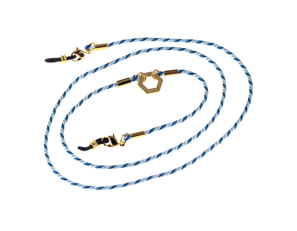 Diffuser Tokyo - TRI-COL Twisted Silk Brace 扭紋絲質眼鏡繩-Light Blue & Blue【Pre-order Now】