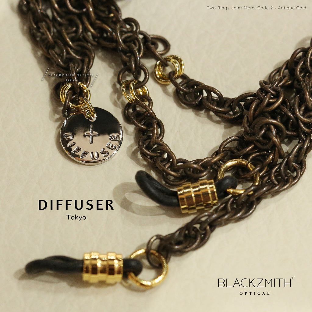 Diffuser Tokyo - Two Rings Joint Metal Code 2 日製黃銅金屬眼鏡鏈 - Antique Gold【 Blackzmith Exclusive Limited Edition】(可作手鏈)