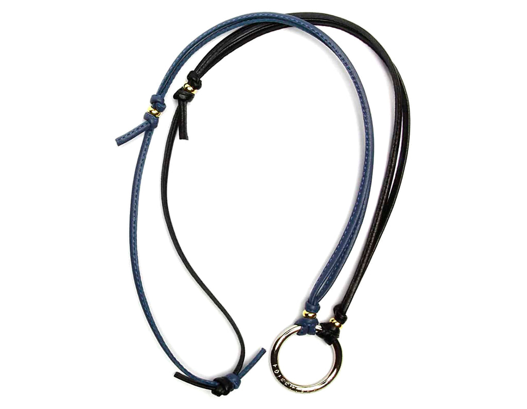 Diffuser Tokyo - Two Tone Stich Leather Glass Holder 金屬圈雙色皮革眼鏡繩 Dark Blue & Black【Blackzmith Exclusive Limited Edition】