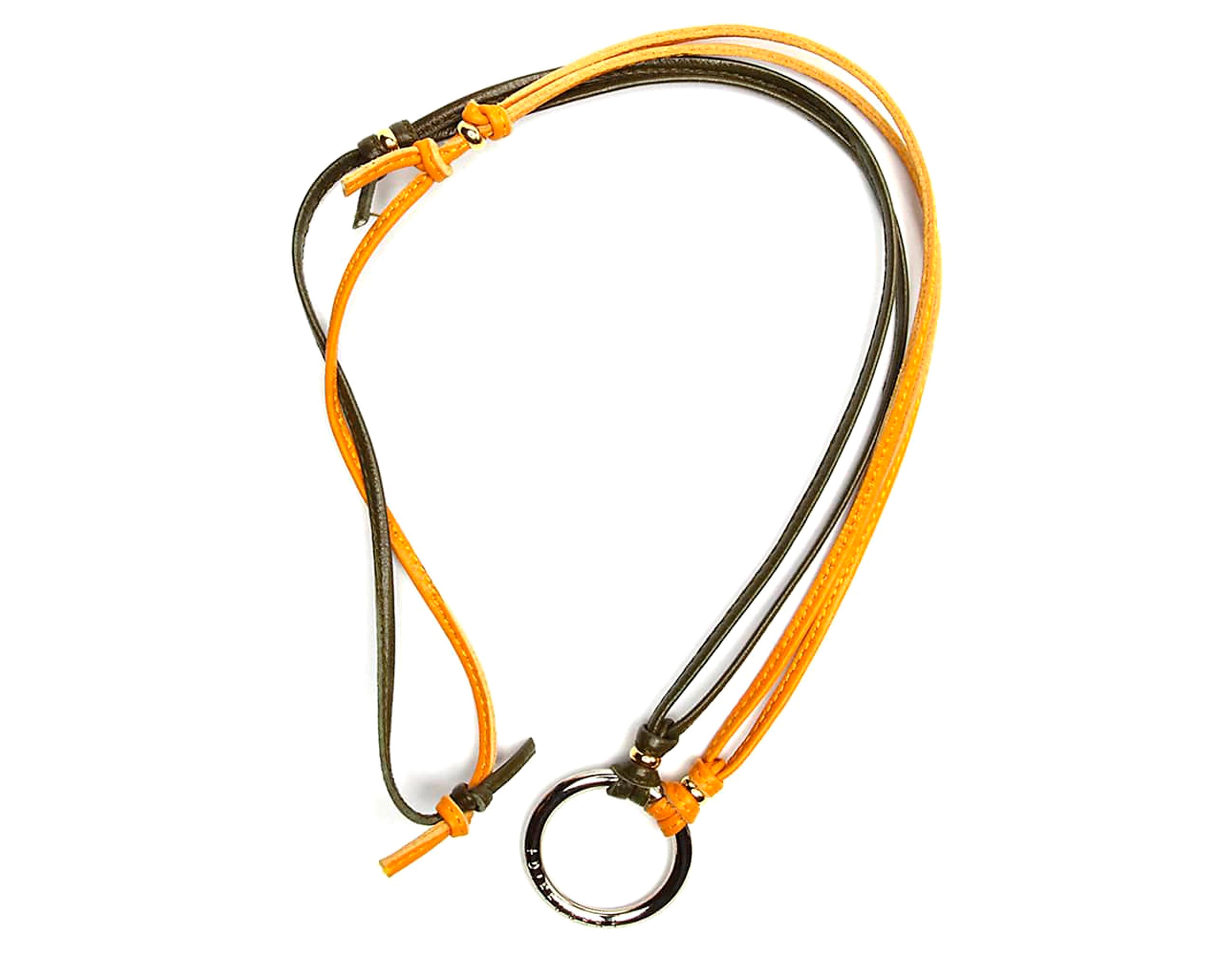 Diffuser Tokyo - Two Tone Stich Leather Glass Holder 金屬圈雙色皮革眼鏡繩 Khaki & Yellow【Blackzmith Exclusive Limited Edition】