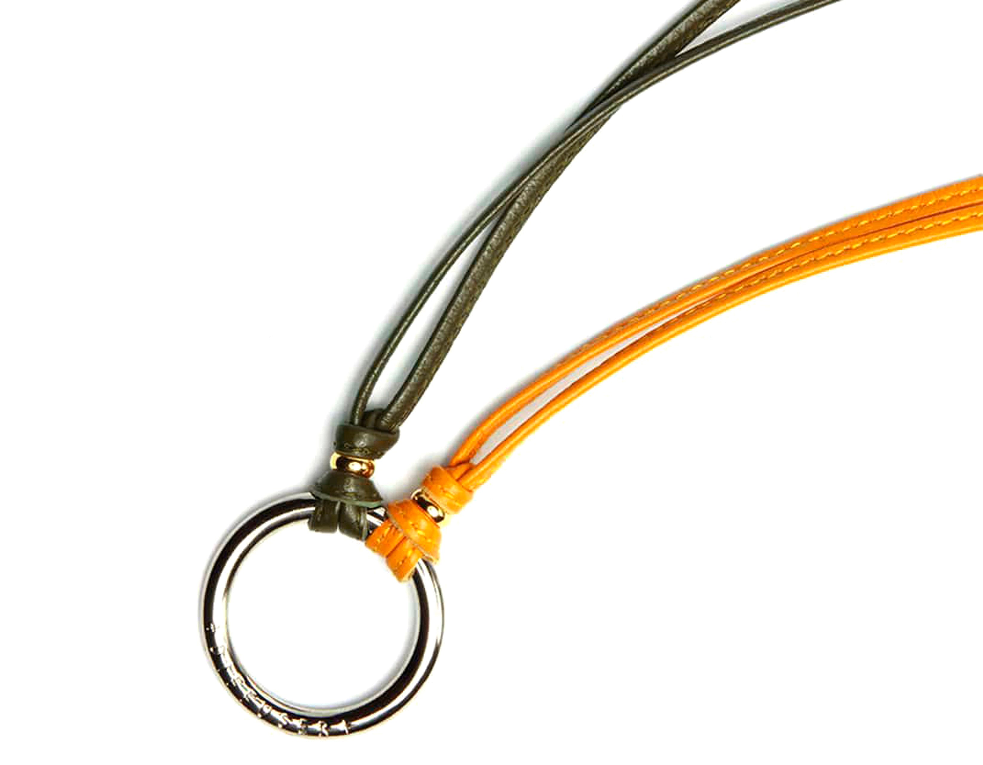 Diffuser Tokyo - Two Tone Stich Leather Glass Holder 金屬圈雙色皮革眼鏡繩 Khaki & Yellow【Blackzmith Exclusive Limited Edition】