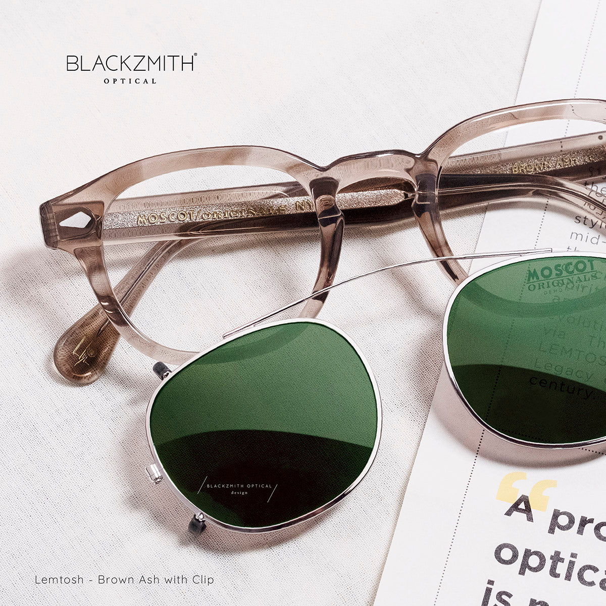 Moscot - Lemtosh Clip on - ClipTosh Silver (46) (CLIP ON for Lemtosh- Size 46 )【New】